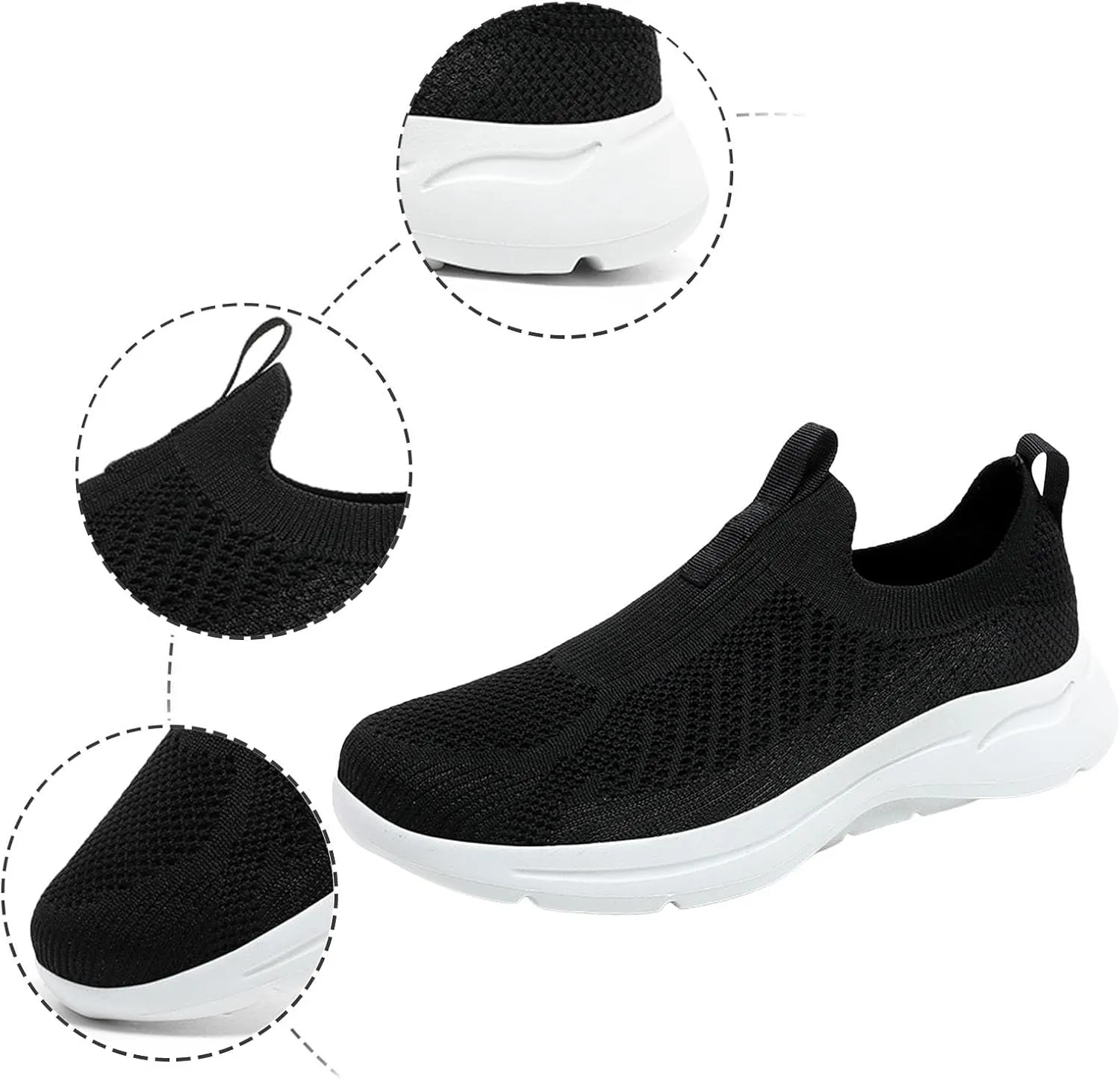 Mens Athletic Walking Slip on Shoes Breathable Mesh Lightweight Comfortable Sole Sneakers Non Slip Cushion for Running, Gym & Outdoor Activities Men's Spring and Summer Daily Shoes