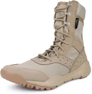Men's Beige Lightweight Combat Boots - Military & Tactical - Ankle-High, Round Toe, Lace-Up, Suede Outer, Rubber Sole & Insole - US Men's Size 14