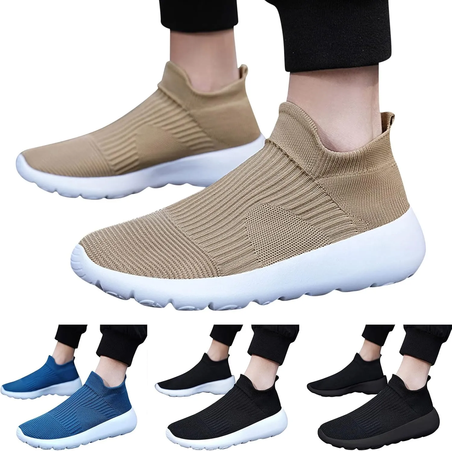 Men's Breathable Barefoot Shoes Comfortable Breathable Stretch Canvas Slip On Sneaker Barefoot Minimalist Shoes