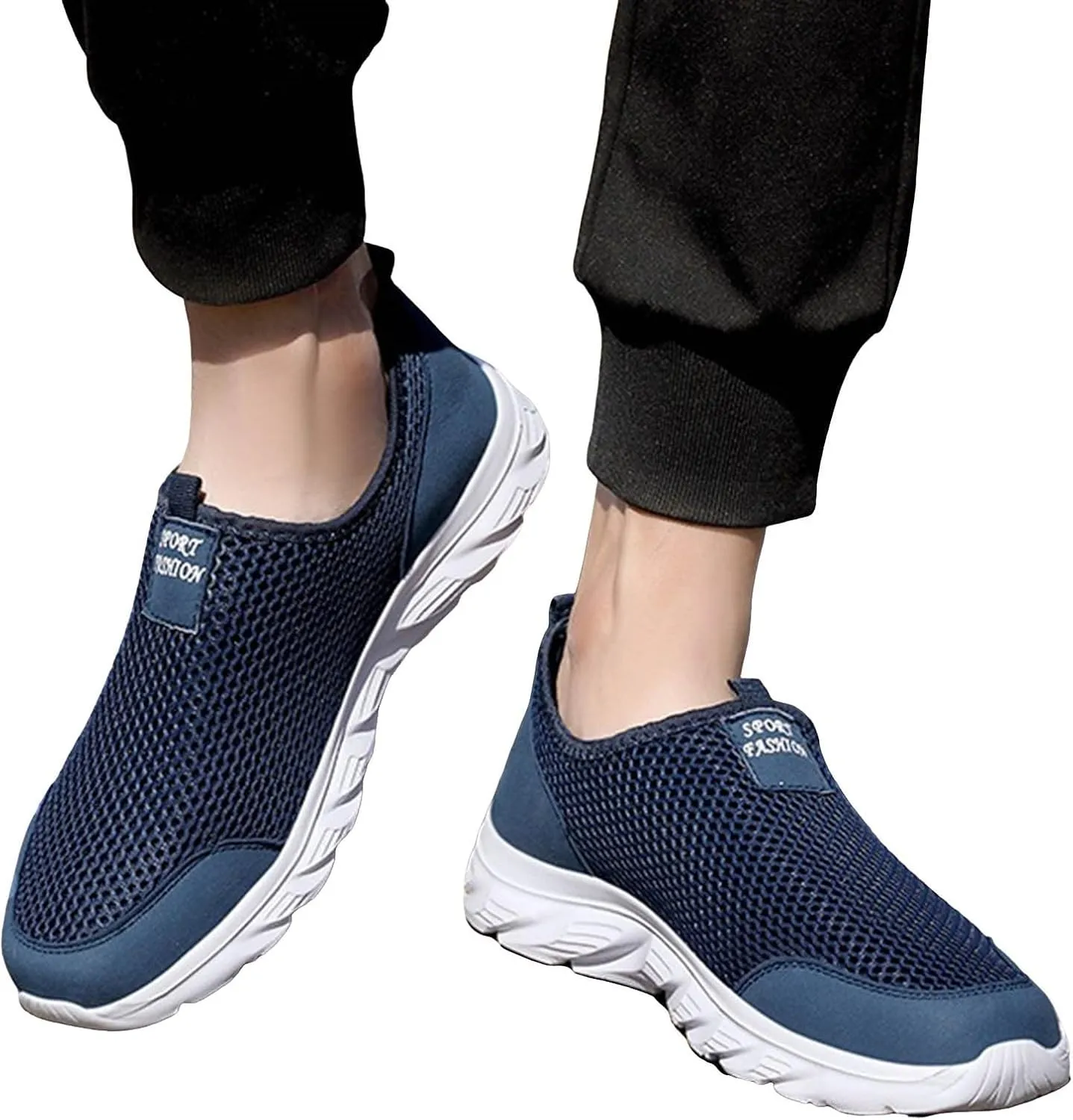 Men's Breathable Barefoot Shoes Lightweight Breathable Walking Shoe Gym Tennis Convenient Elderly Slip on Shoes