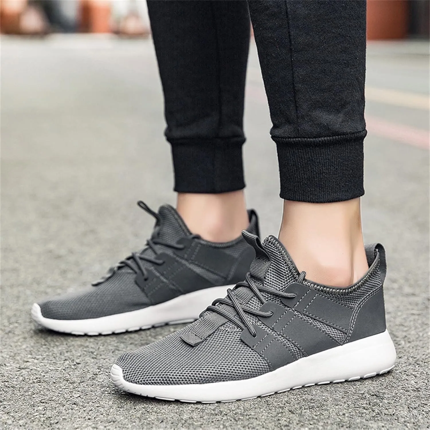 Mens Breathable Lace Up Running Shoes Breathable Mesh Comfortable Tennis Shoe Breathable Lace Up Shoes for Men