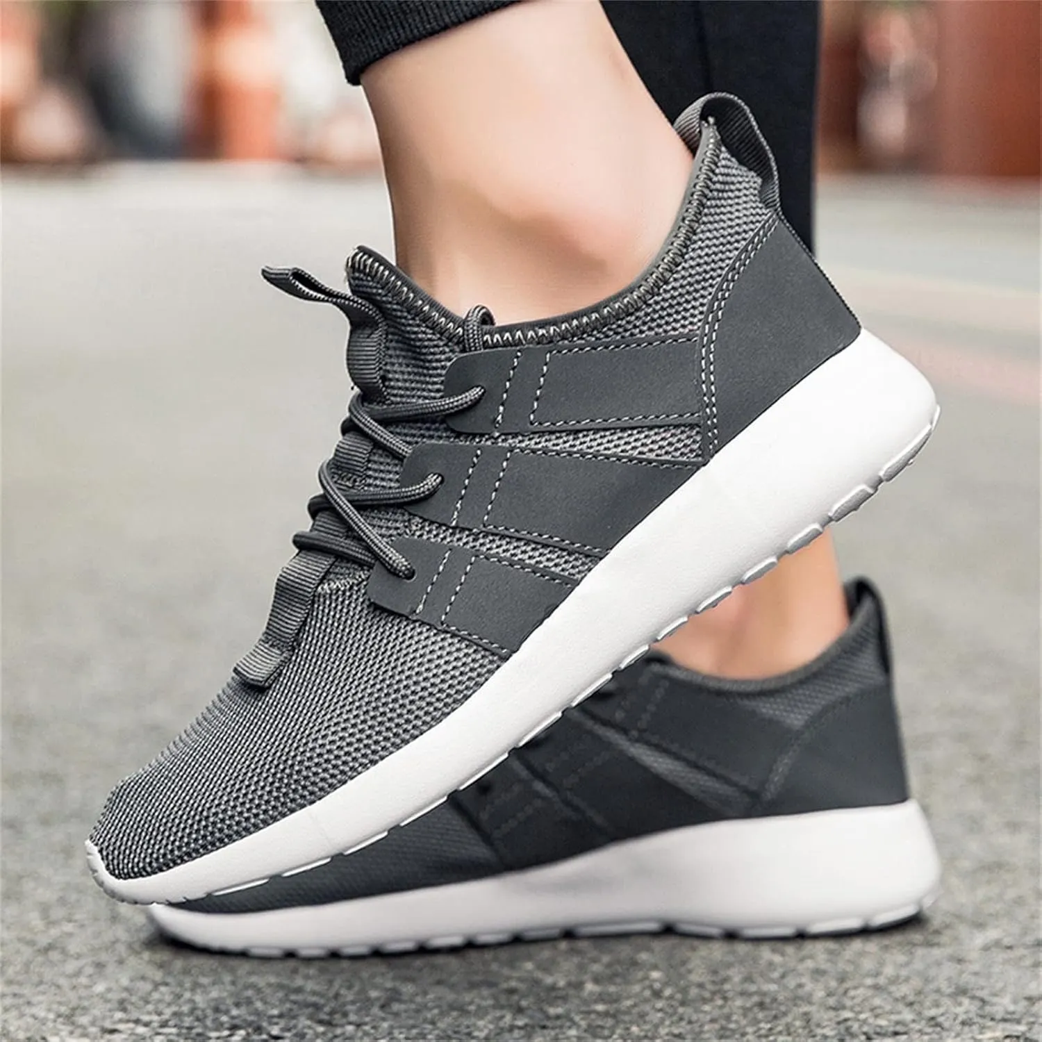 Mens Breathable Lace Up Running Shoes Breathable Mesh Comfortable Tennis Shoe Breathable Lace Up Shoes for Men