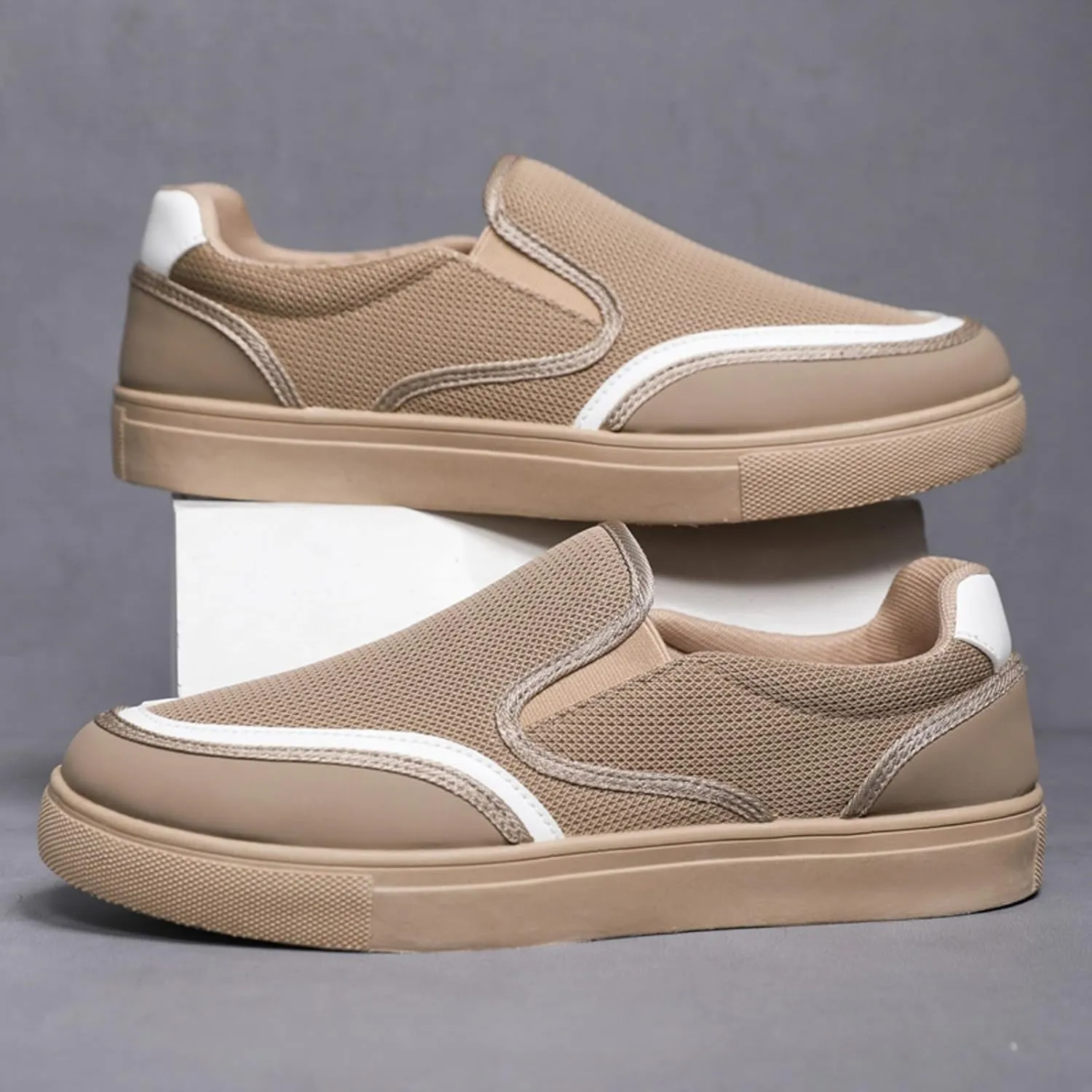 Mens Breathable Slip on Dress Shoes Breathable Casual Comfortable Walking Sneaker Soft Flat Soled Elderly Shoes