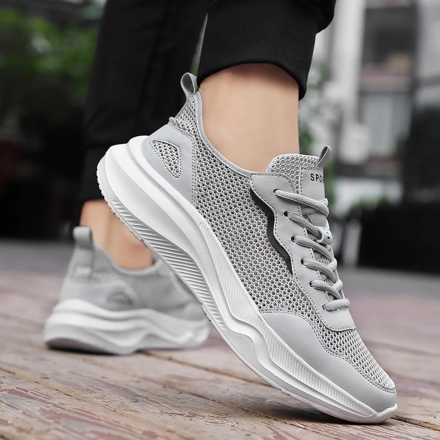 Mens Breathable Slip On Dress Shoes Breathable Elastic Fly Woven Mesh Sneaker Lightweight Elderly Slip On Shoes