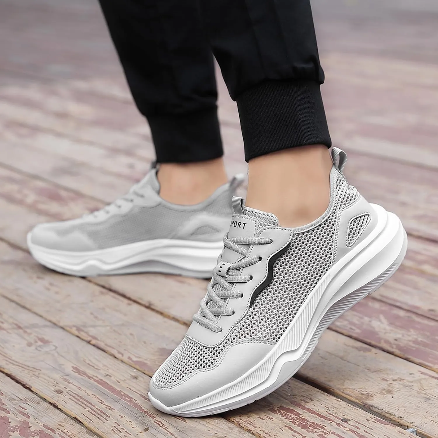 Mens Breathable Slip On Dress Shoes Breathable Elastic Fly Woven Mesh Sneaker Lightweight Elderly Slip On Shoes