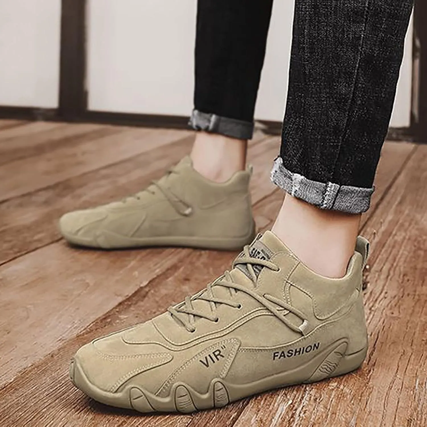 Men's Comfortable Dress Shoes Breathable and Light Outdoor Comfy Walking Shoe Hook and Loop Orthopedic Sneakers