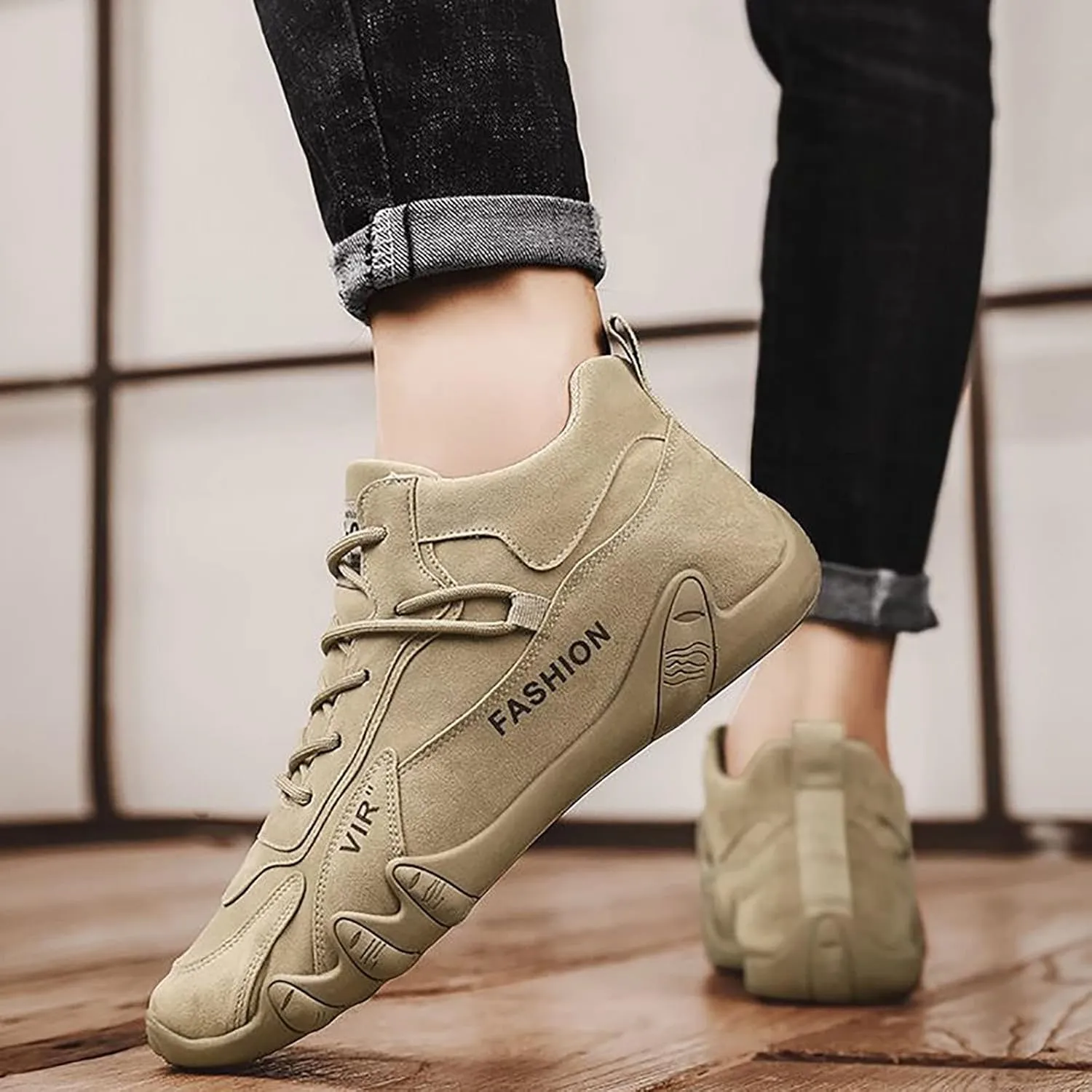 Men's Comfortable Dress Shoes Breathable and Light Outdoor Comfy Walking Shoe Hook and Loop Orthopedic Sneakers