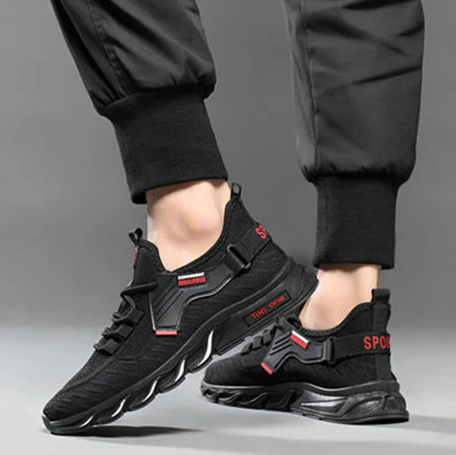 Men's Comfortable Stretch Workout Shoes Casual Sneaker Mesh Breathable Walking Shoe Wide Walking Shoes for Men
