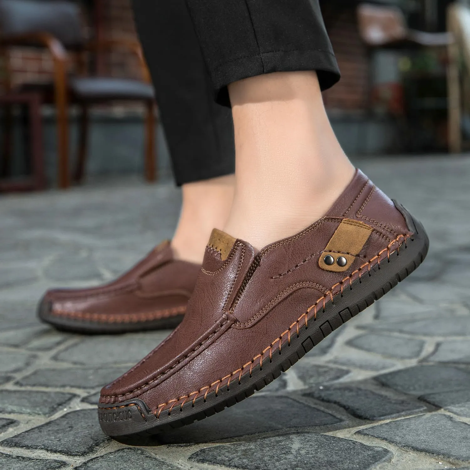 Men's Handmade Slip on Genuine Leather Loafers Soft Breathable Driving Shoes