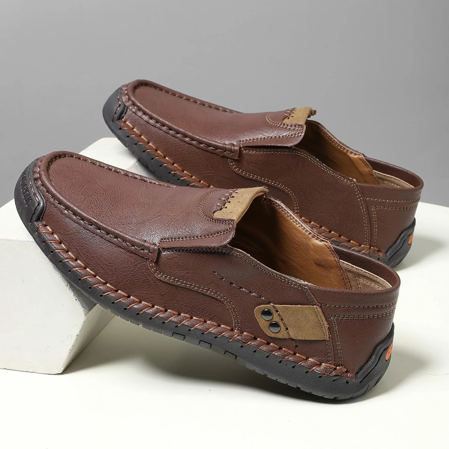 Men's Handmade Slip on Genuine Leather Loafers Soft Breathable Driving Shoes