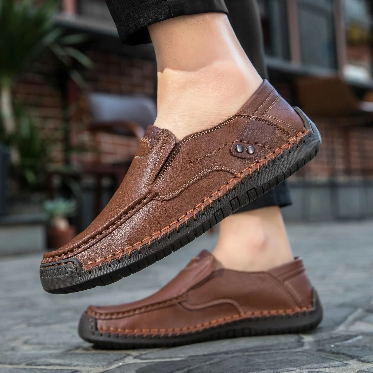 Men's Handmade Slip on Genuine Leather Loafers Soft Breathable Driving Shoes