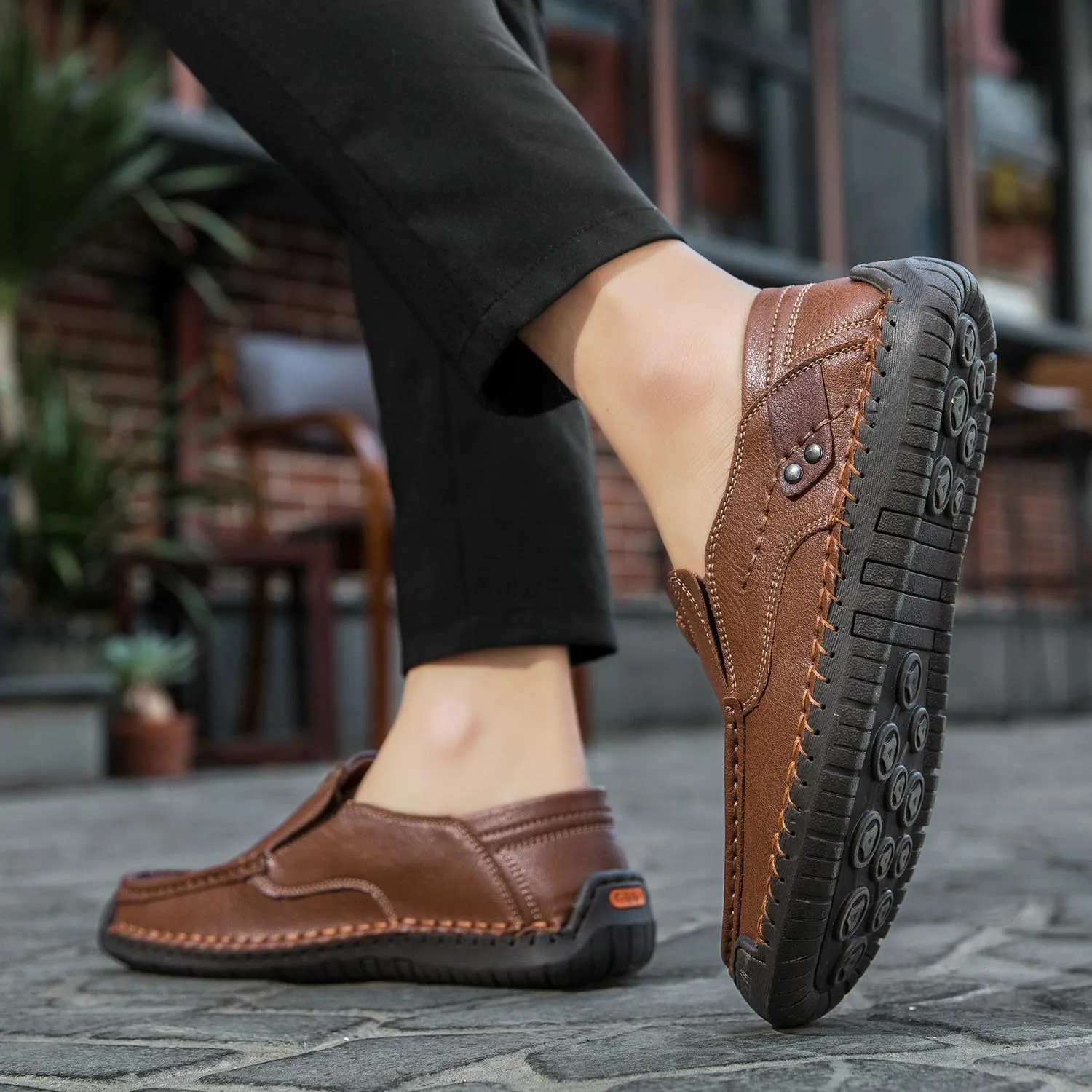 Men's Handmade Slip on Genuine Leather Loafers Soft Breathable Driving Shoes