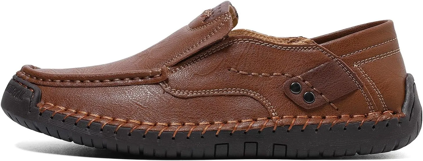 Men's Handmade Slip on Genuine Leather Loafers Soft Breathable Driving Shoes