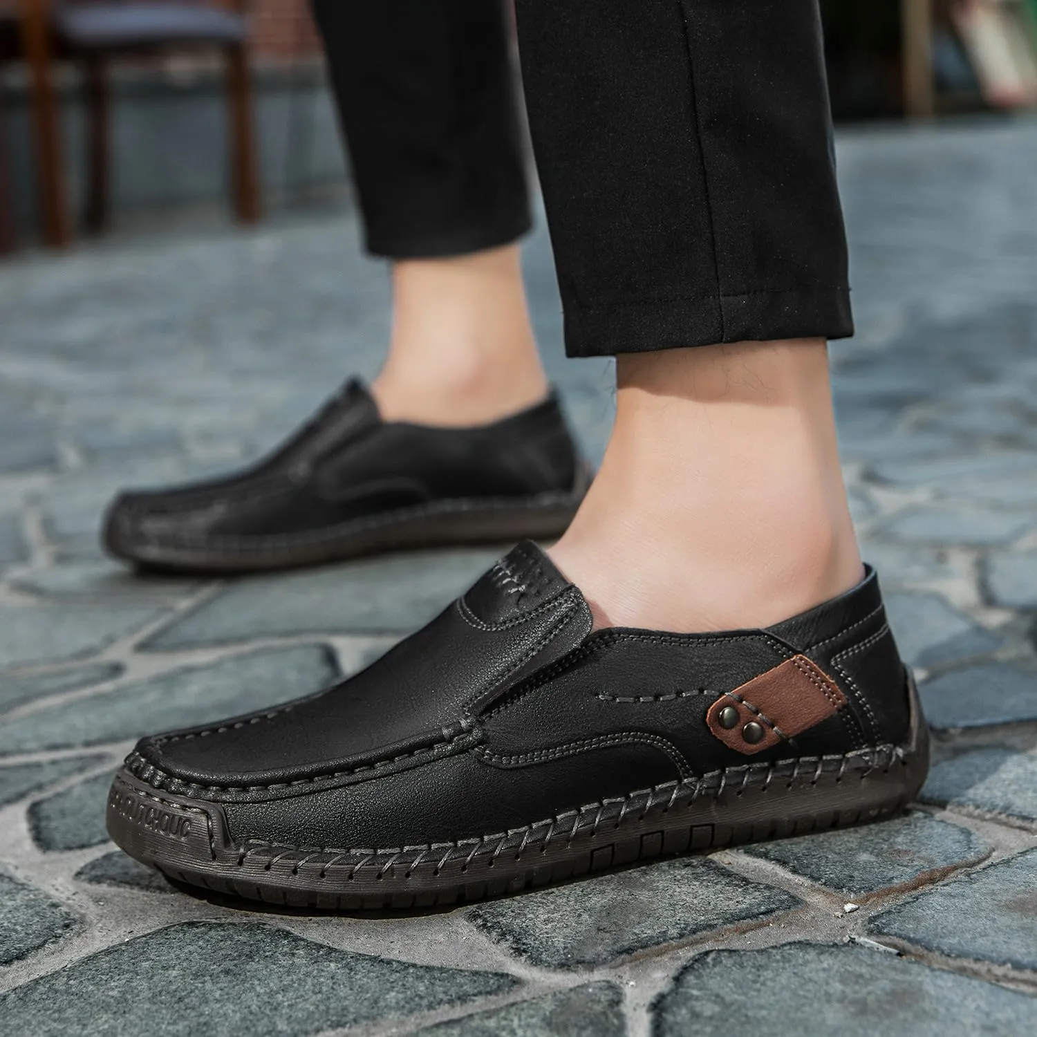 Men's Handmade Slip on Genuine Leather Loafers Soft Breathable Driving Shoes