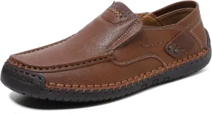 Men's Handmade Slip on Genuine Leather Loafers Soft Breathable Driving Shoes
