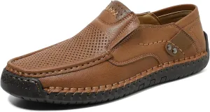 Men's Handmade Slip on Genuine Leather Loafers Soft Breathable Driving Shoes