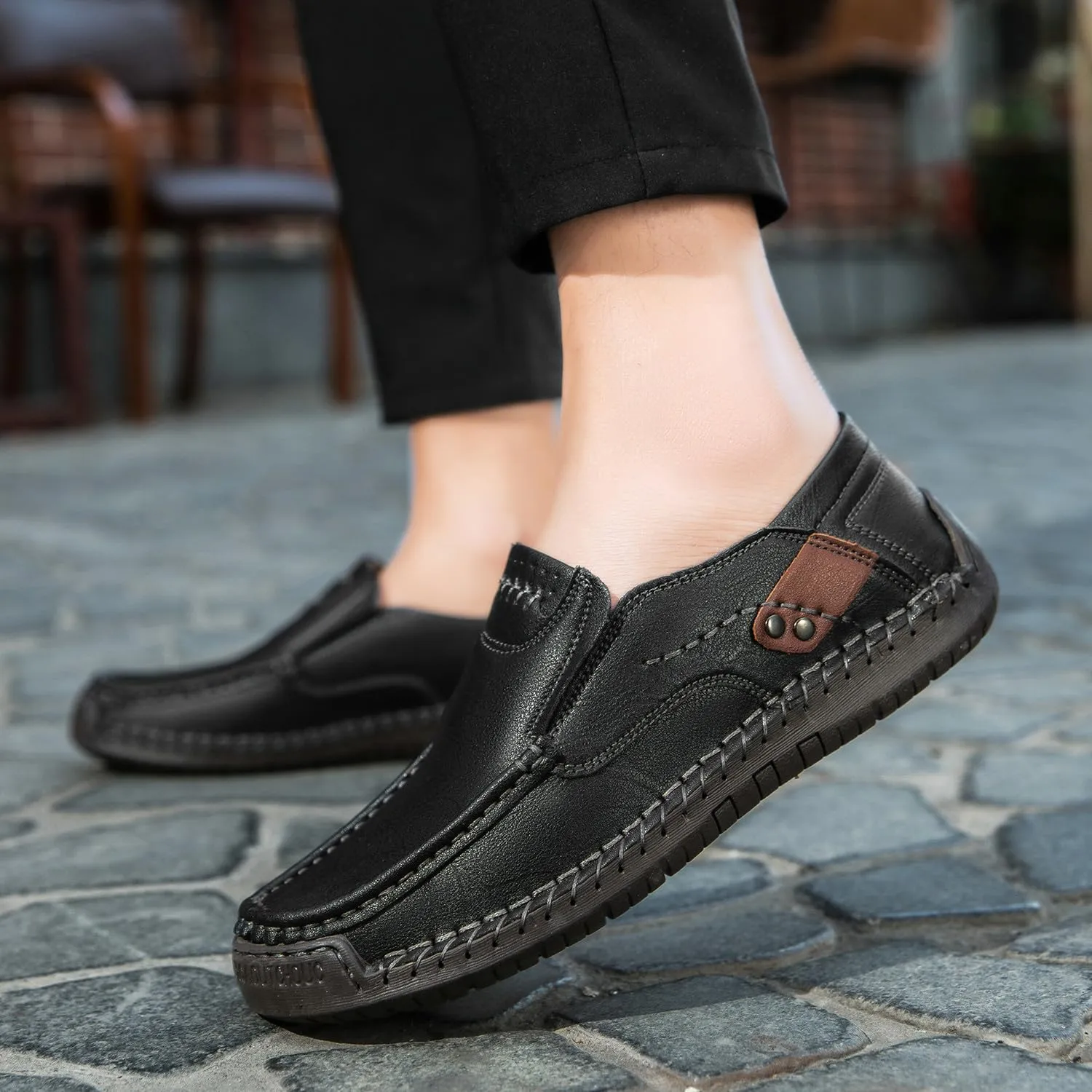 Men's Handmade Slip on Genuine Leather Loafers Soft Breathable Driving Shoes