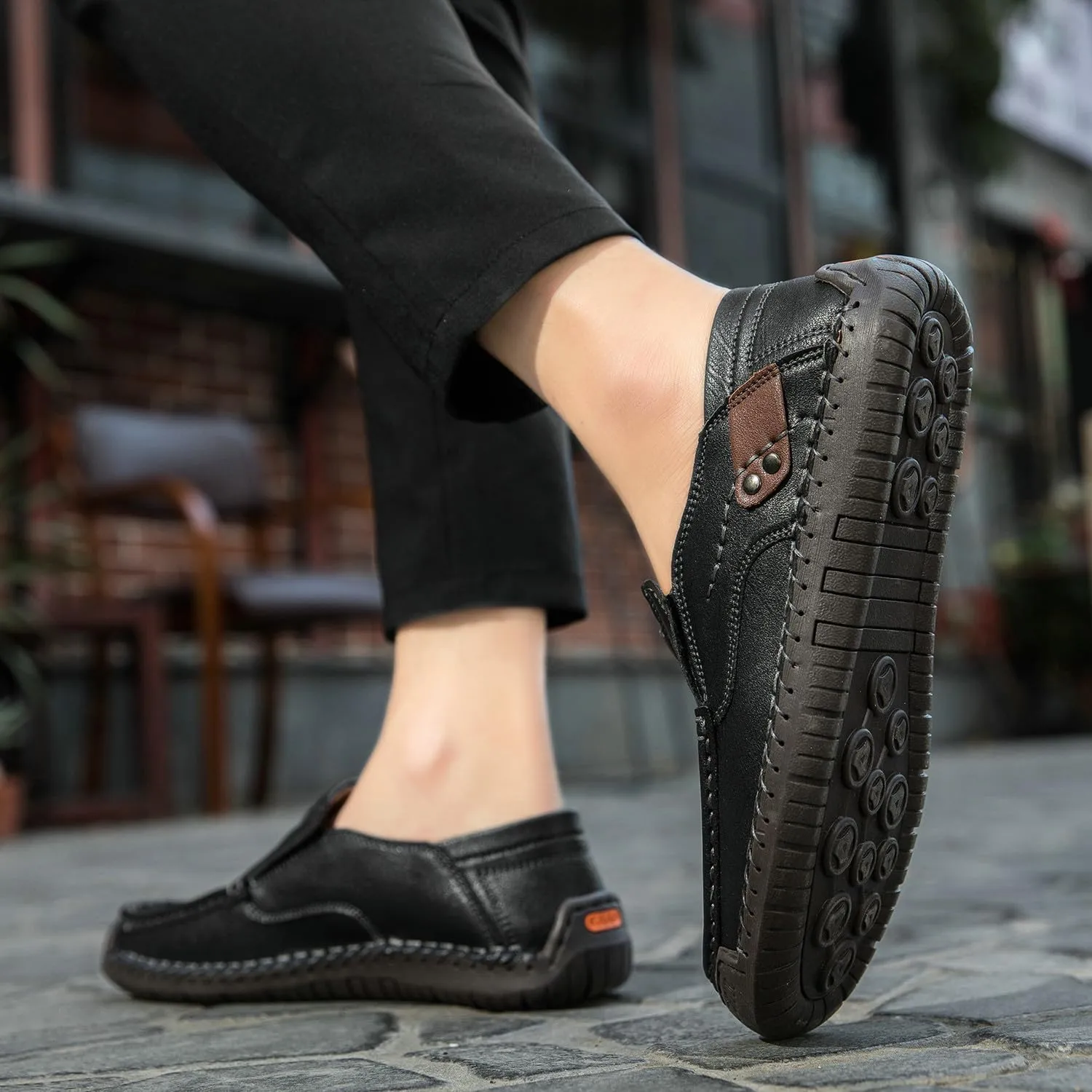 Men's Handmade Slip on Genuine Leather Loafers Soft Breathable Driving Shoes