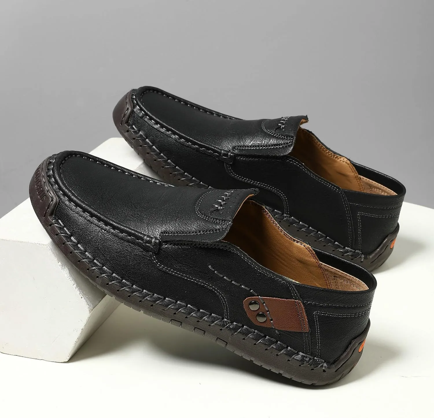 Men's Handmade Slip on Genuine Leather Loafers Soft Breathable Driving Shoes