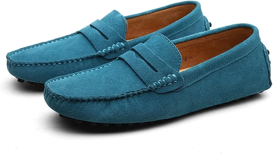 Mens Handmade Suede Leather Casual Loafers Shoes Plus Size Soft Comfortable Driving Walking Shoes