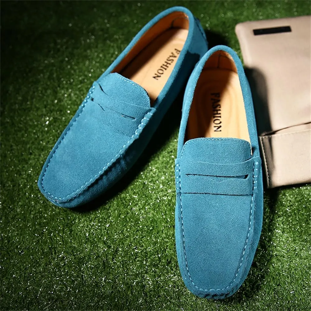 Mens Handmade Suede Leather Casual Loafers Shoes Plus Size Soft Comfortable Driving Walking Shoes
