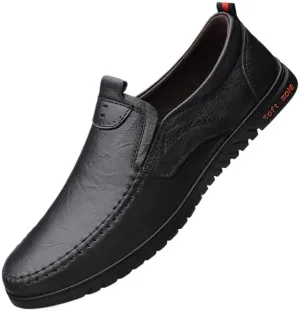 Men's Leather Loafers Casual Slip Ons Soft Penny Loafers Walking Driving Boat Shoes