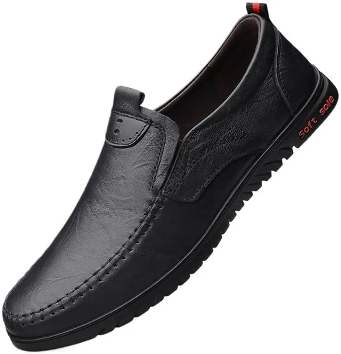 Men's Leather Loafers Casual Slip Ons Soft Penny Loafers Walking Driving Boat Shoes