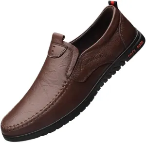 Men's Leather Loafers Casual Slip Ons Soft Penny Loafers Walking Driving Boat Shoes