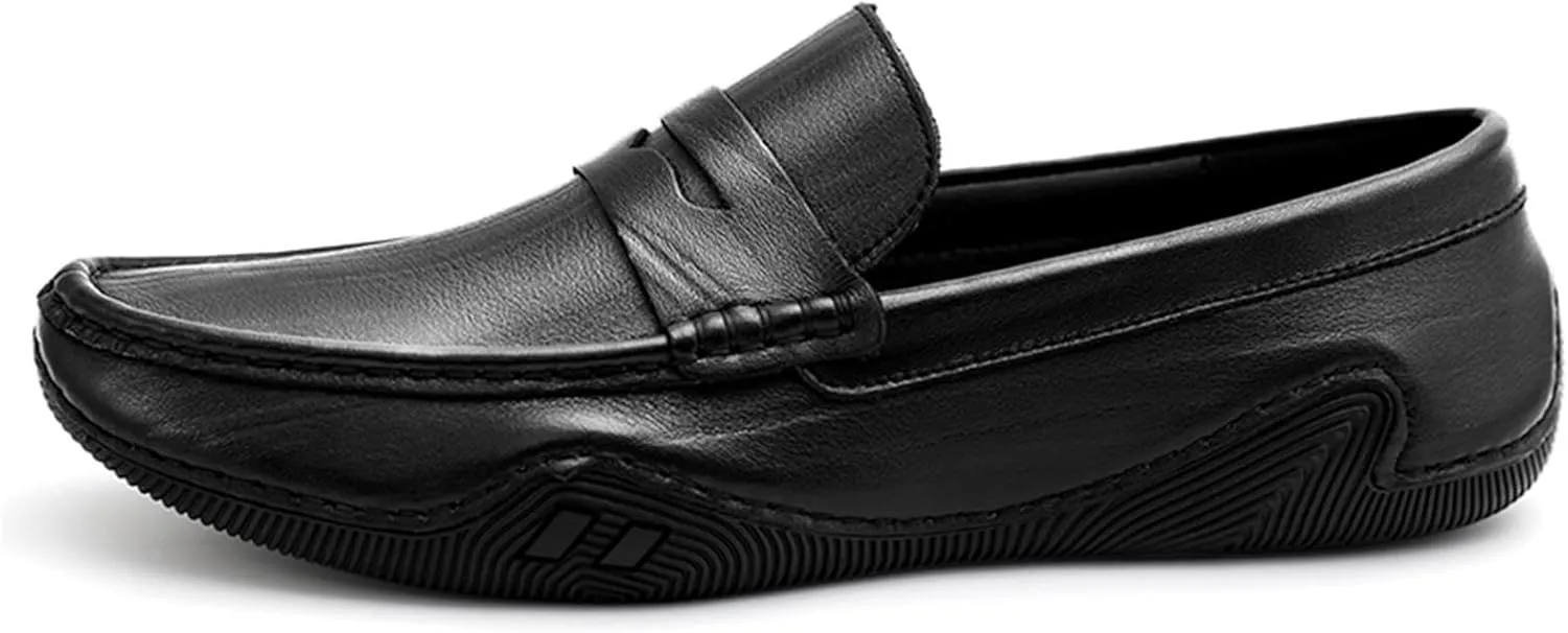 Mens Loafers Shoe Light Weight Slip On Penny Loafers Leather Anti-Slip Flat Heel Comfortable Fashion Slip-ons