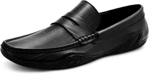 Mens Loafers Shoe Light Weight Slip On Penny Loafers Leather Anti-Slip Flat Heel Comfortable Fashion Slip-ons