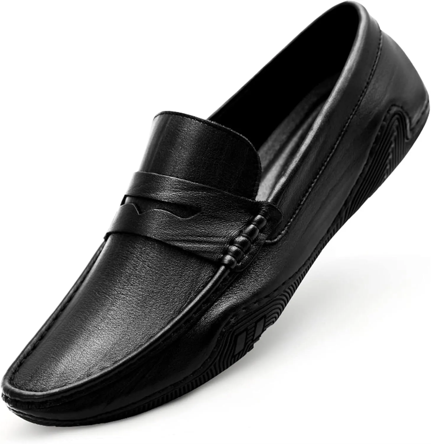 Mens Loafers Shoe Light Weight Slip On Penny Loafers Leather Anti-Slip Flat Heel Comfortable Fashion Slip-ons