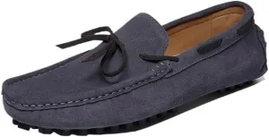 Men's Loafers Square Toe Suede Vamp Driving Boat Shoes Flexible Lightweight Flat Heel Classic Slip-ons