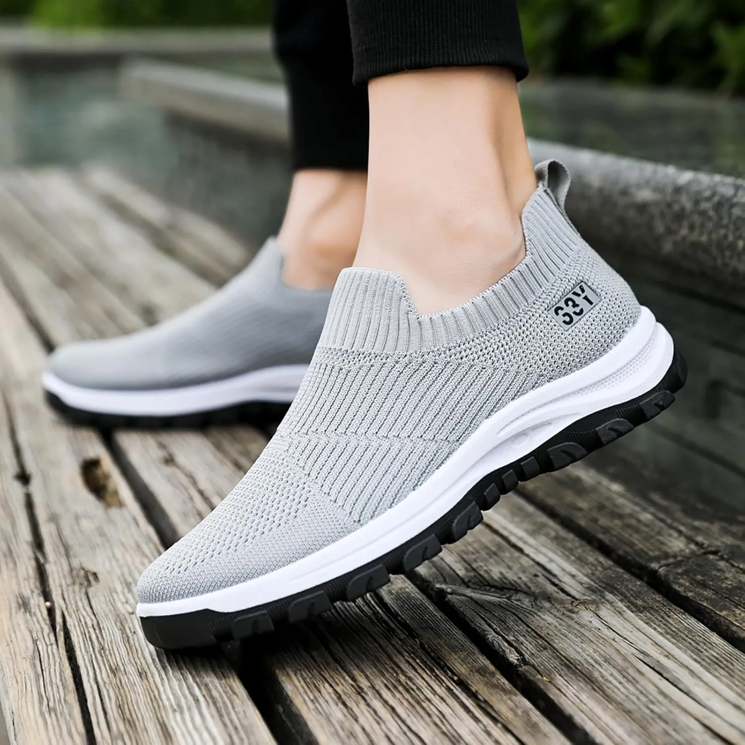 Men's Orthopedic Comfortable Slip-On Shoes Breathable Elastic Fly Woven Mesh Sneaker Lightweight Barefoot Shoes