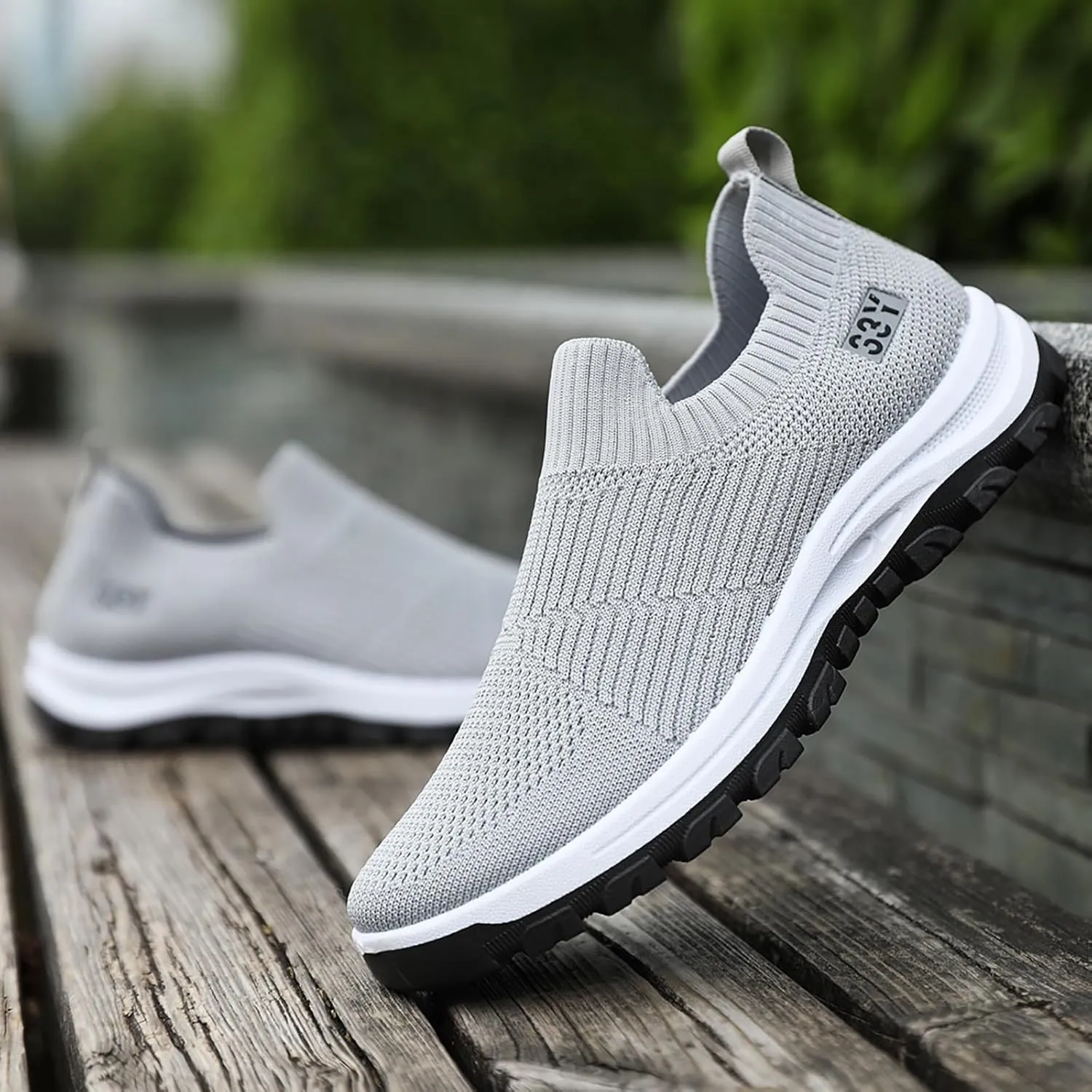 Men's Orthopedic Comfortable Slip-On Shoes Breathable Elastic Fly Woven Mesh Sneaker Lightweight Barefoot Shoes