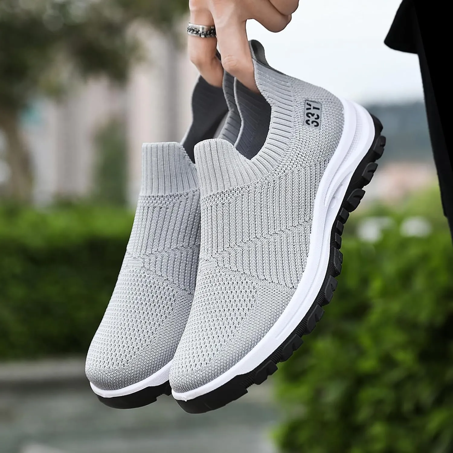 Men's Orthopedic Comfortable Slip-On Shoes Breathable Elastic Fly Woven Mesh Sneaker Lightweight Barefoot Shoes