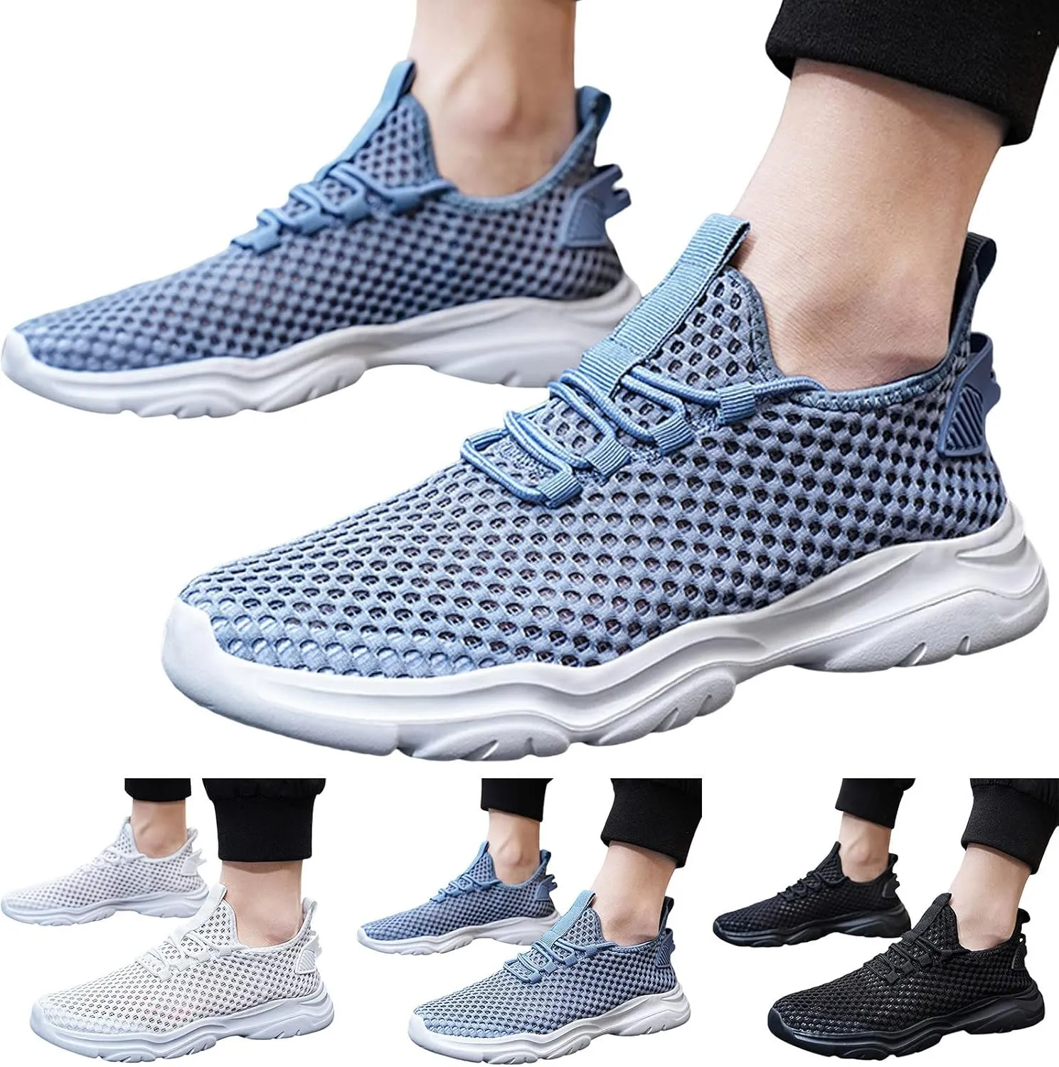 Mens Running Shoes Slip On Tennis Walking Non Slip Sneakers Workout Athletic Lightweight Casual Sport Shoe Ultra Breathable Summer Black Shoe with Arch Support for Men Daily Workout