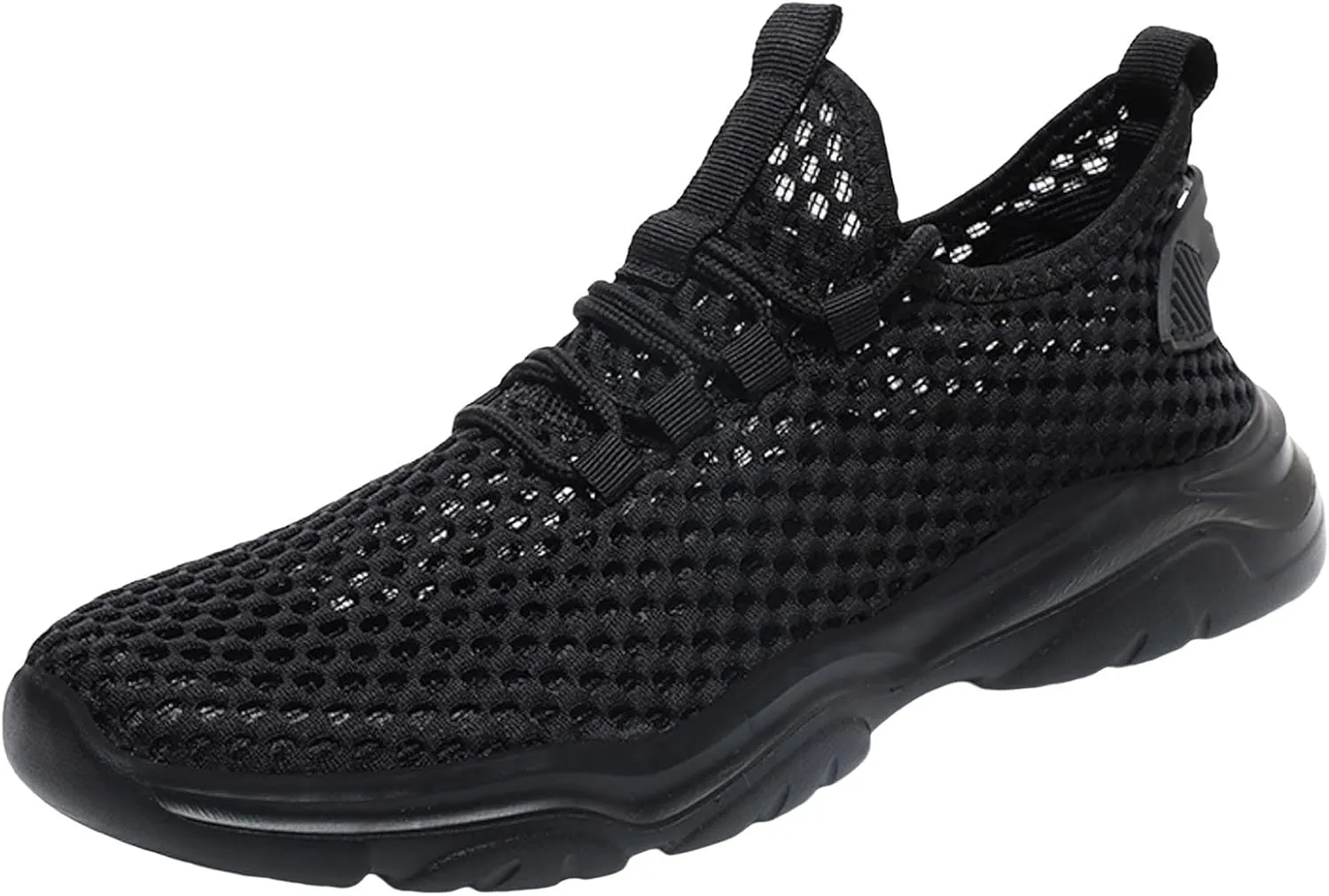 Mens Running Shoes Slip On Tennis Walking Non Slip Sneakers Workout Athletic Lightweight Casual Sport Shoe Ultra Breathable Summer Black Shoe with Arch Support for Men Daily Workout