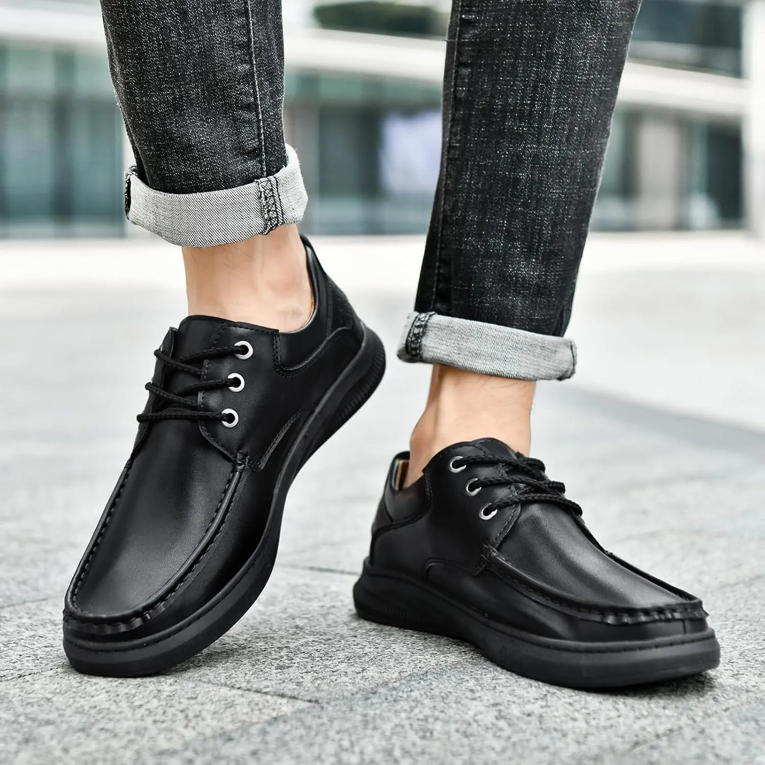 Mens Soft Walking Driving Shoes Genuine Leather Lightweight Breathable Casual Slip on Loafers