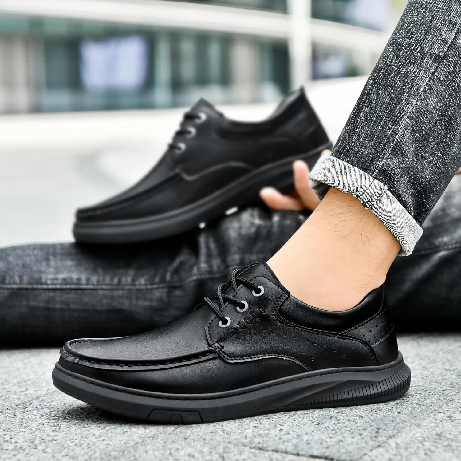 Mens Soft Walking Driving Shoes Genuine Leather Lightweight Breathable Casual Slip on Loafers