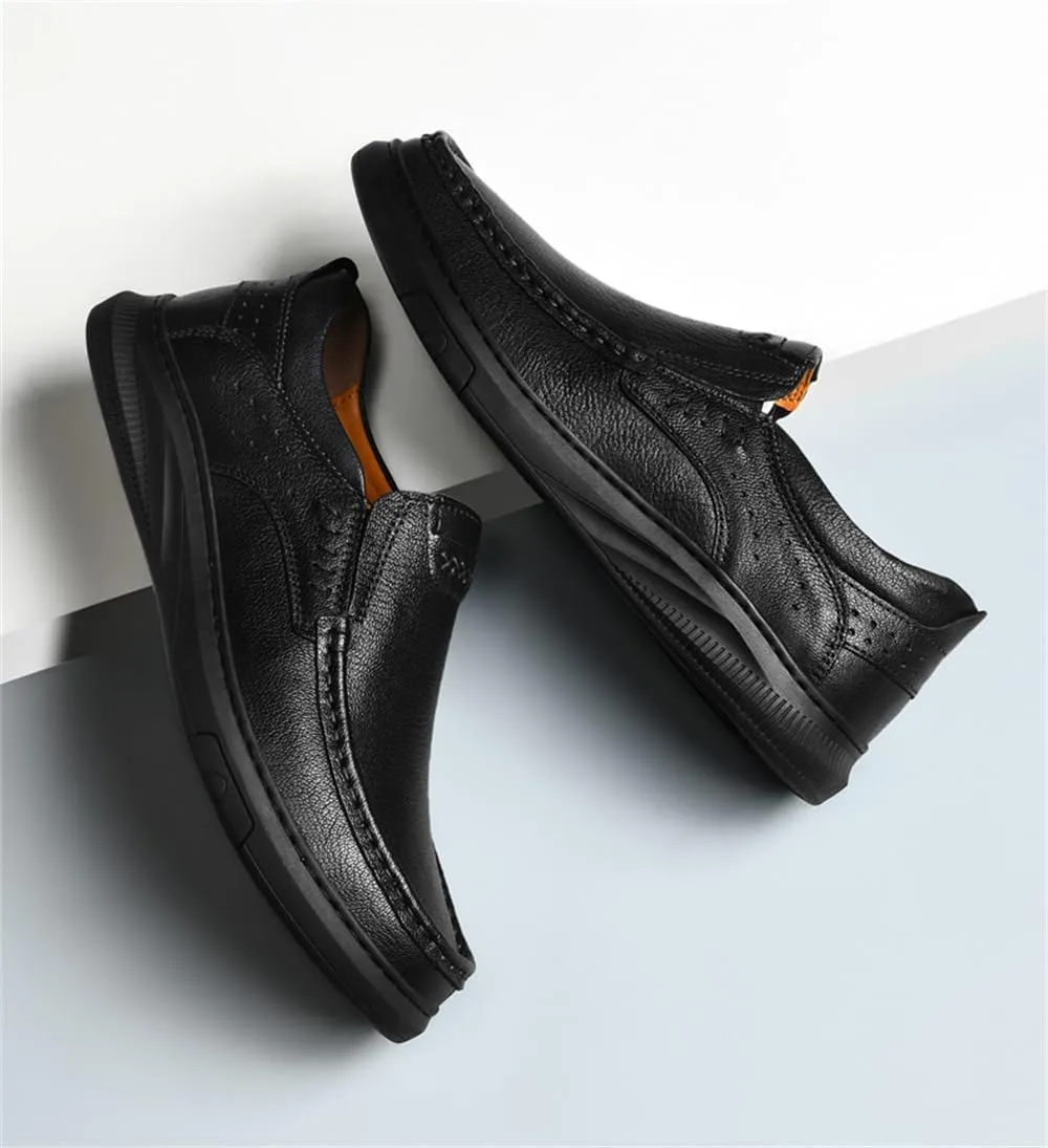 Mens Soft Walking Driving Shoes Genuine Leather Lightweight Breathable Casual Slip on Loafers