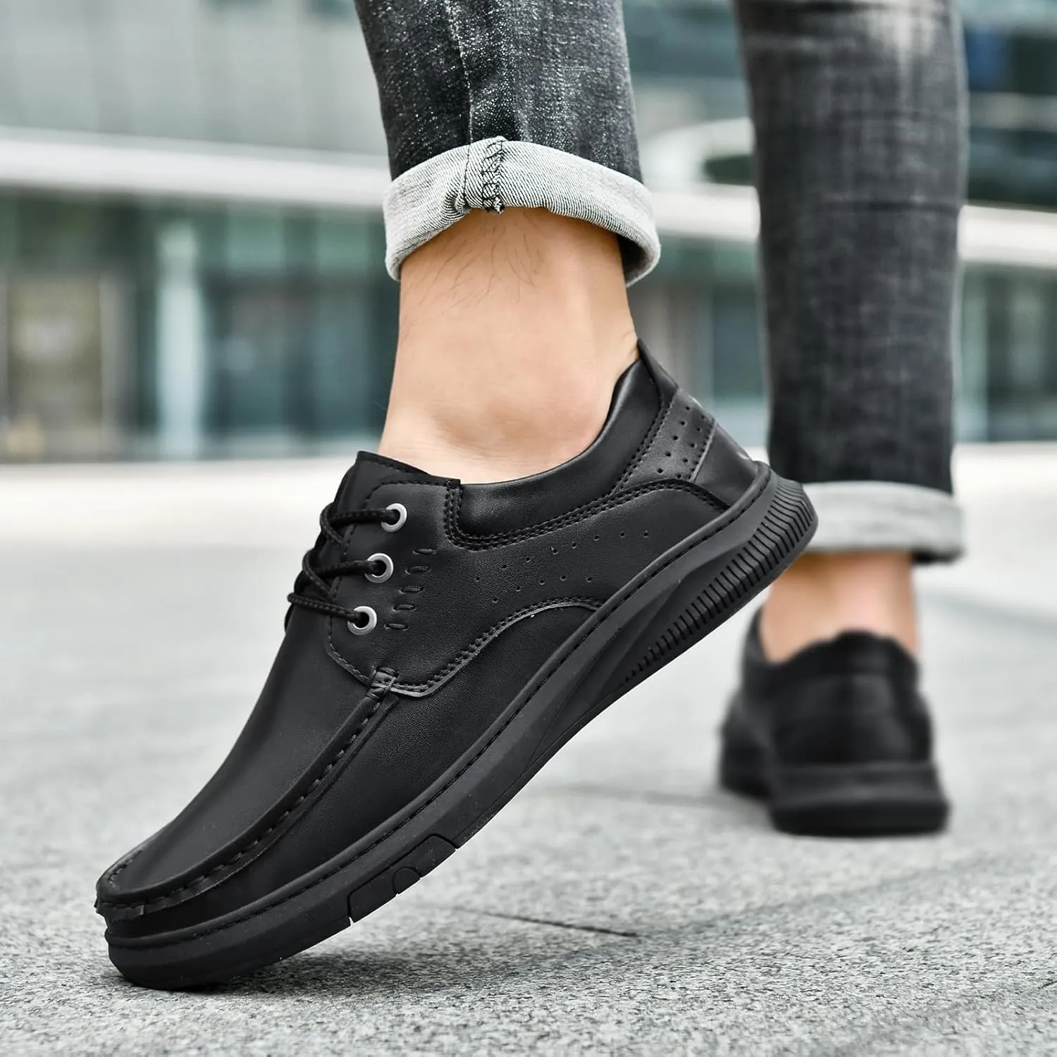 Mens Soft Walking Driving Shoes Genuine Leather Lightweight Breathable Casual Slip on Loafers