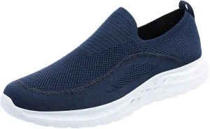 Mens Ultra Lightweight Slip on Sneakers Breathable Mesh Comfortable Sole Walking Shoes Non Slip Arch Support for Running, Gym & Casual Sports Solid Color Thick Bottomed Flat Sneaker Men
