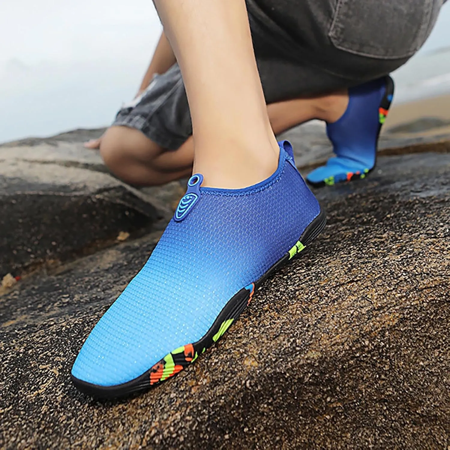 Mens Water Shoes Wide Width Breathable Barefoot Shoes Wide Feet Beach Sports Quick Dry for Boating Fishing Diving Surfing