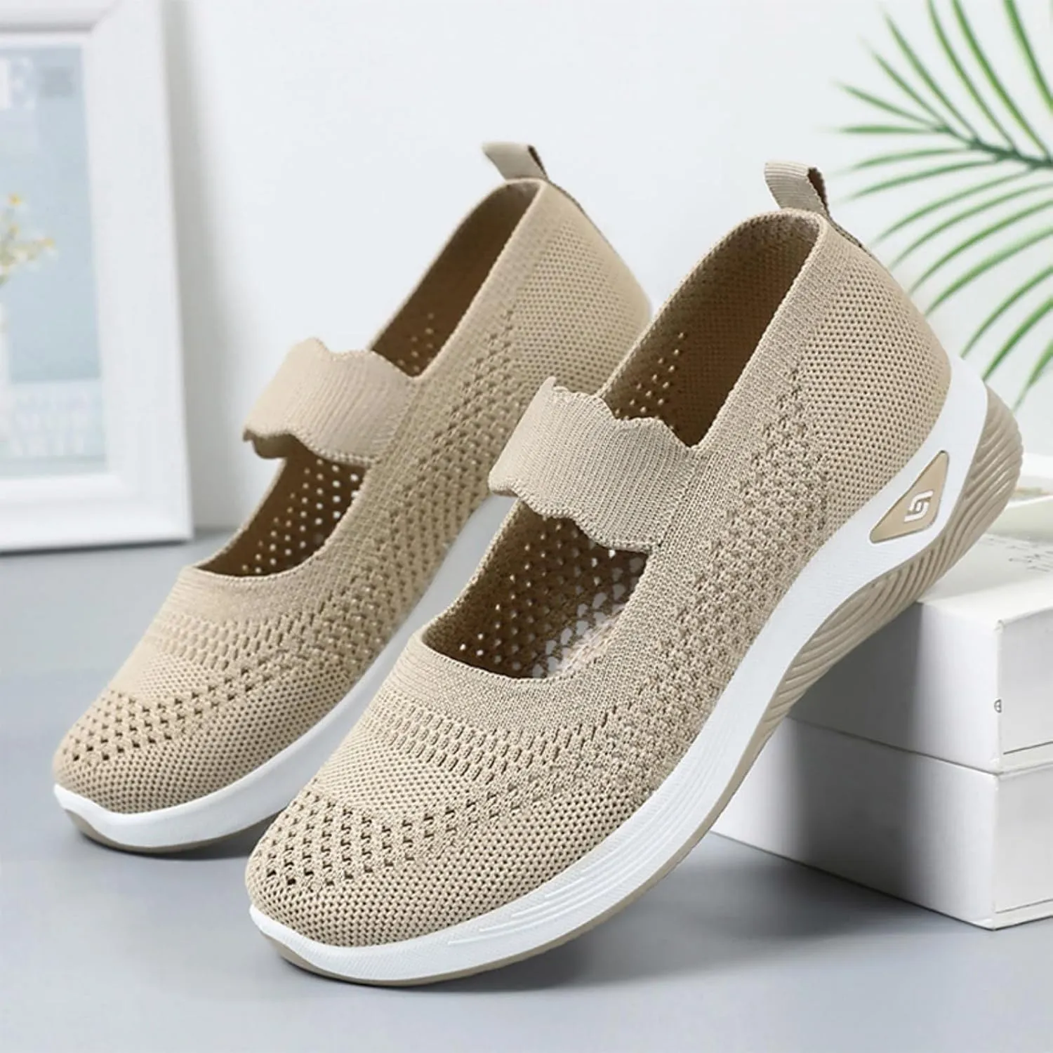 Mmoneyake Orthopedic Shoes for Women Walking Shoe Orthopedic Breathable Soft Shoes Diabetic Foam Shoe Hands Free Slip On Sneakers with Arch Support Indoor Outdoor Casual Sneakers