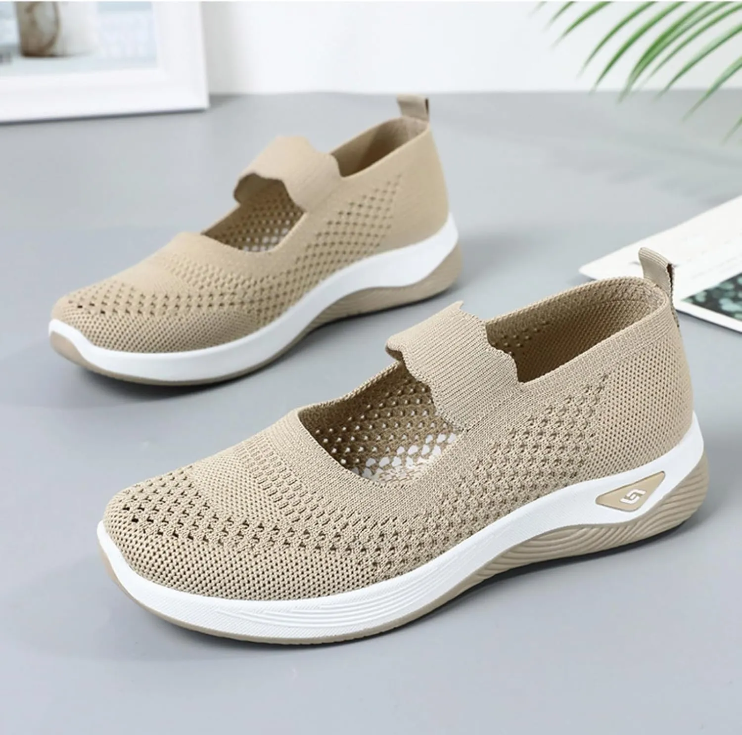 Mmoneyake Orthopedic Shoes for Women Walking Shoe Orthopedic Breathable Soft Shoes Diabetic Foam Shoe Hands Free Slip On Sneakers with Arch Support Indoor Outdoor Casual Sneakers