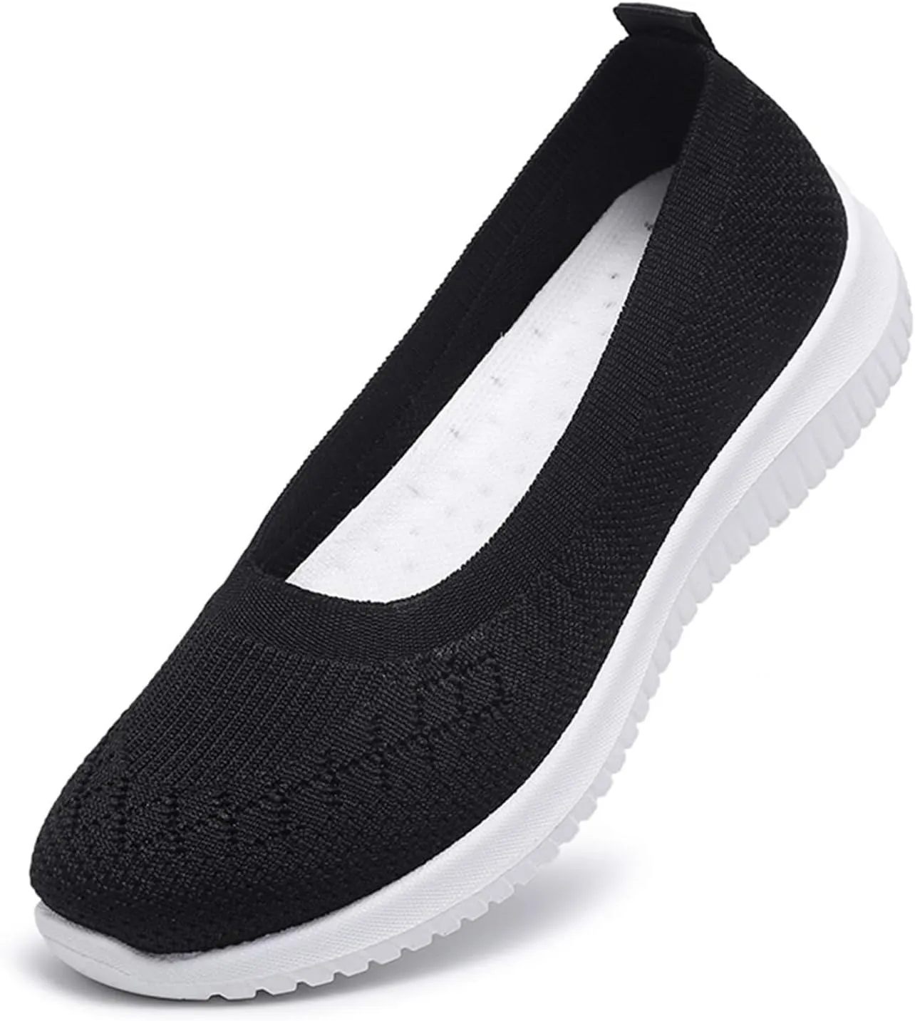 Mmoneyake Walk Shoes for Women Woven Orthopedic Breathable Soft Shoes Knit Low Wedge Dressy Ballet Shoes Arch Support Walking Shoes Slip On Diabetic Foam Shoes Sneakers