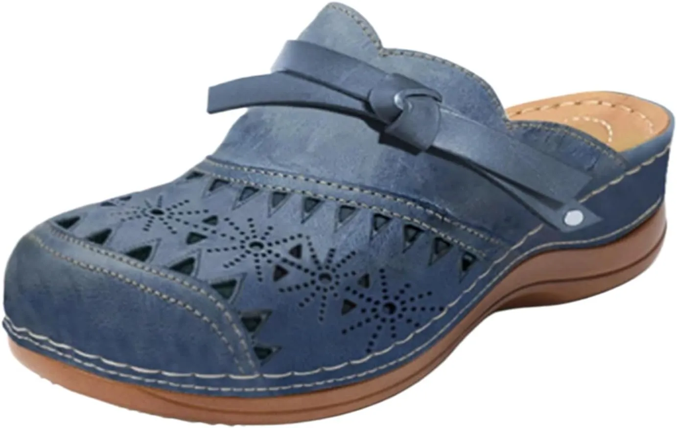 Mules for Women Hollow Out Closed Toe Slip On Slippers Comfort Orthopedic Sandals Arch Support Outdoor Beach Slippers Breathable Backless Walking Sandals Summer Platform Sandal