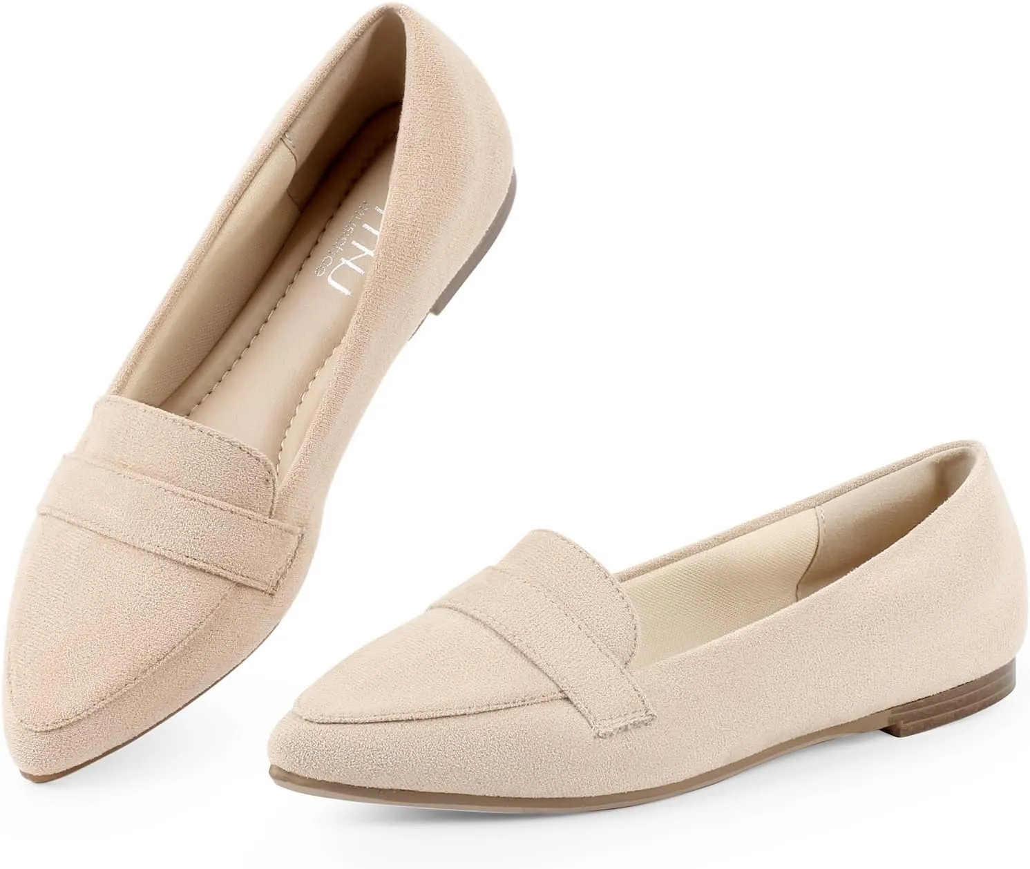 MUSSHOE Women's Flats, Comfortable Pointed Toe Flats for Women Soft Suede Women's Loafers & Slip-ons for Work Dating and Casual