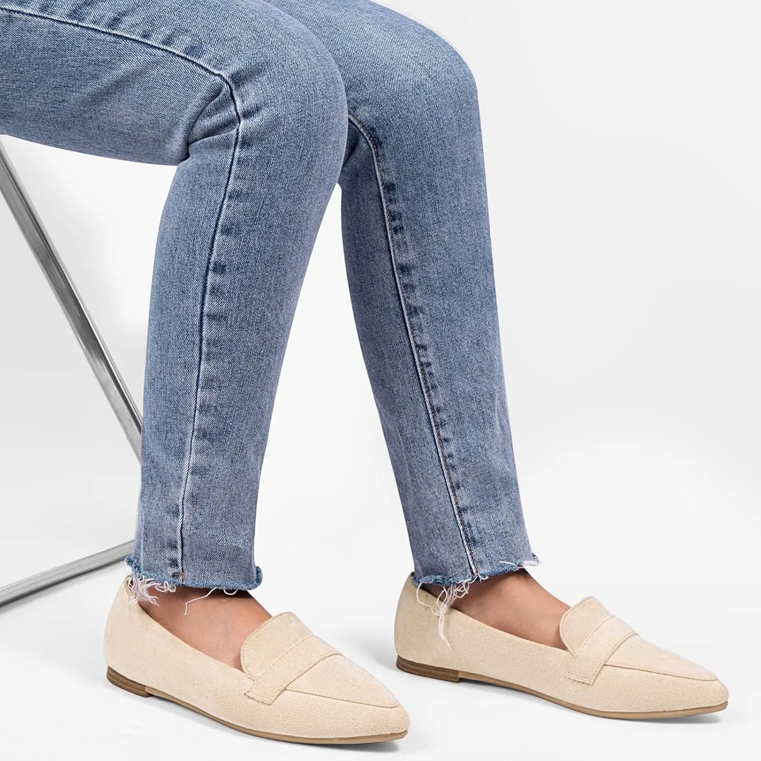 MUSSHOE Women's Flats, Comfortable Pointed Toe Flats for Women Soft Suede Women's Loafers & Slip-ons for Work Dating and Casual