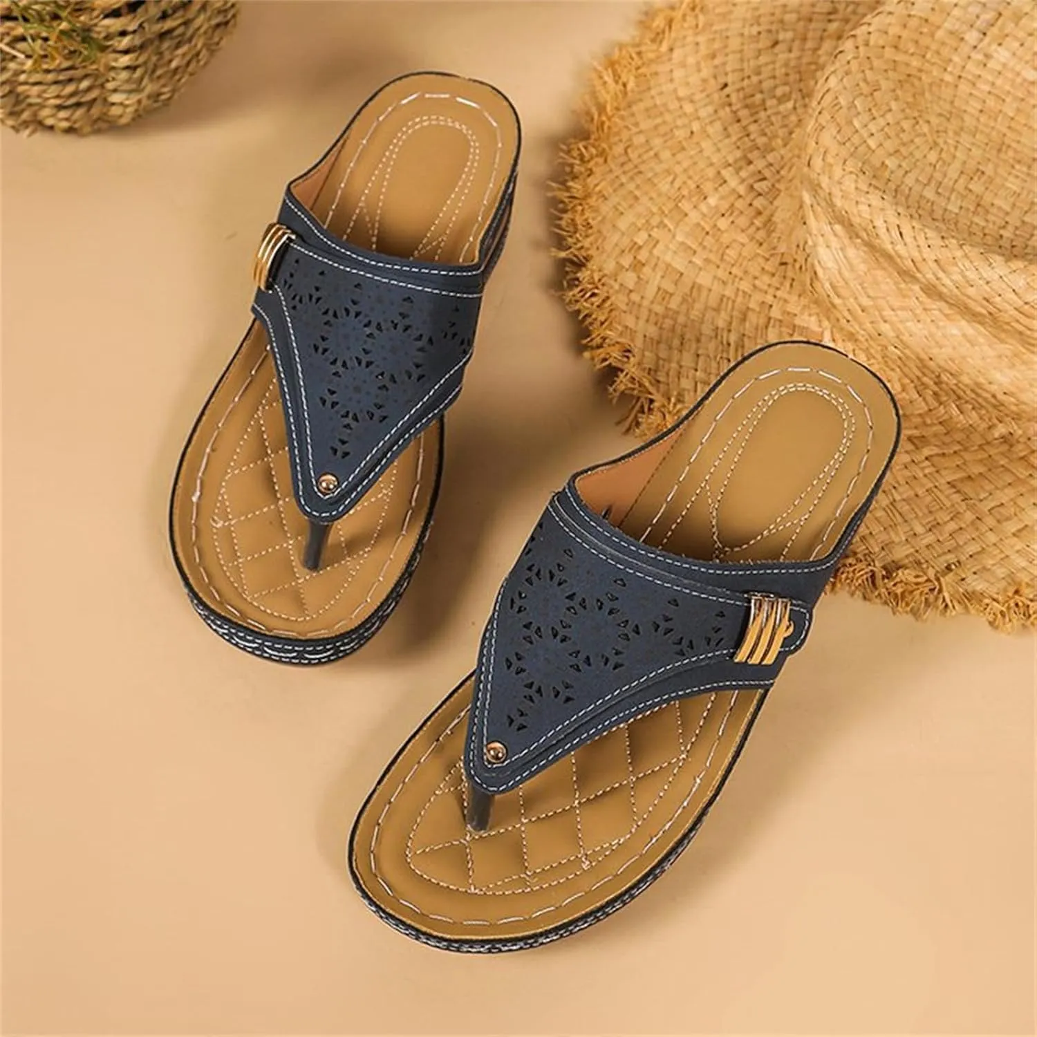 Orthopedic Sandals For Women 2025 Comfortable Casual Dressy Summer Slippers Flat Heel Beach Orthotic Thong Flip Flops